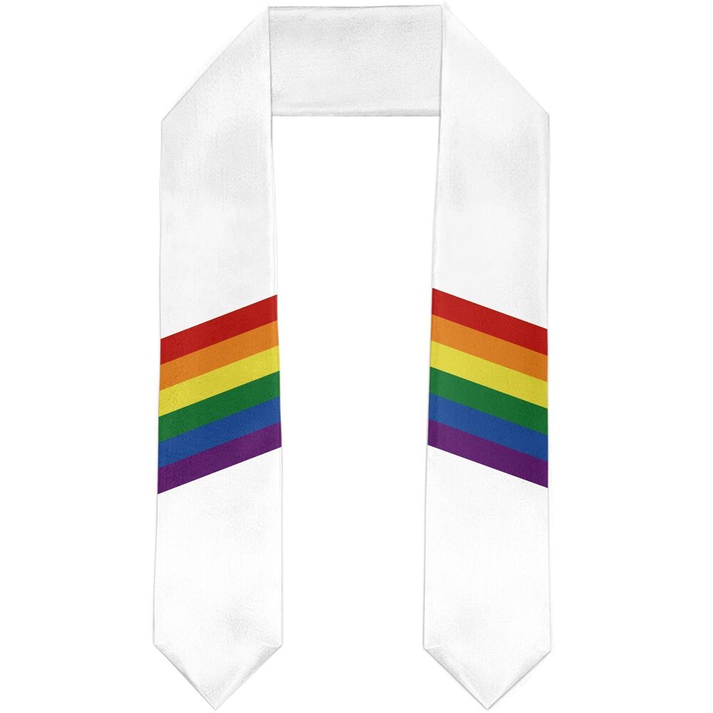 7476 LGBT Pride Rainbow Flag Graduation Stole Satin Sash Scarf for Study